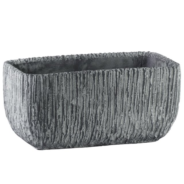 Creuset Rectangulaire en Finition Laquée de Ciment avec Fond Conique, Gris