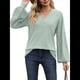 thumbnail image 2 of Camisetas de Larga para Mujer, Blusa con Escote en V Profundo, Elegantes e Informales, Moda 2025, Holgadas y Suaves, para Otoño e Invierno Judías XXL, 2 of 10