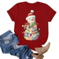 thumbnail image 4 of larppty Christmas Shirts Snowman Printed Christmas Short Sleeve Shirts for Women Graphic Tees (Red, L), 4 of 6