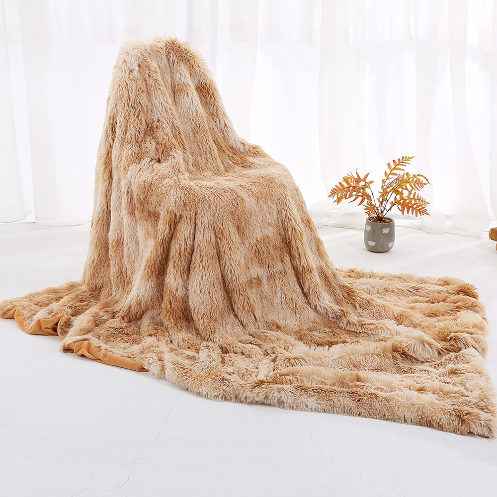 YLHHOME Tie Dye Reversible Long Shaggy Blanket Velvet Throw Rug Sofa