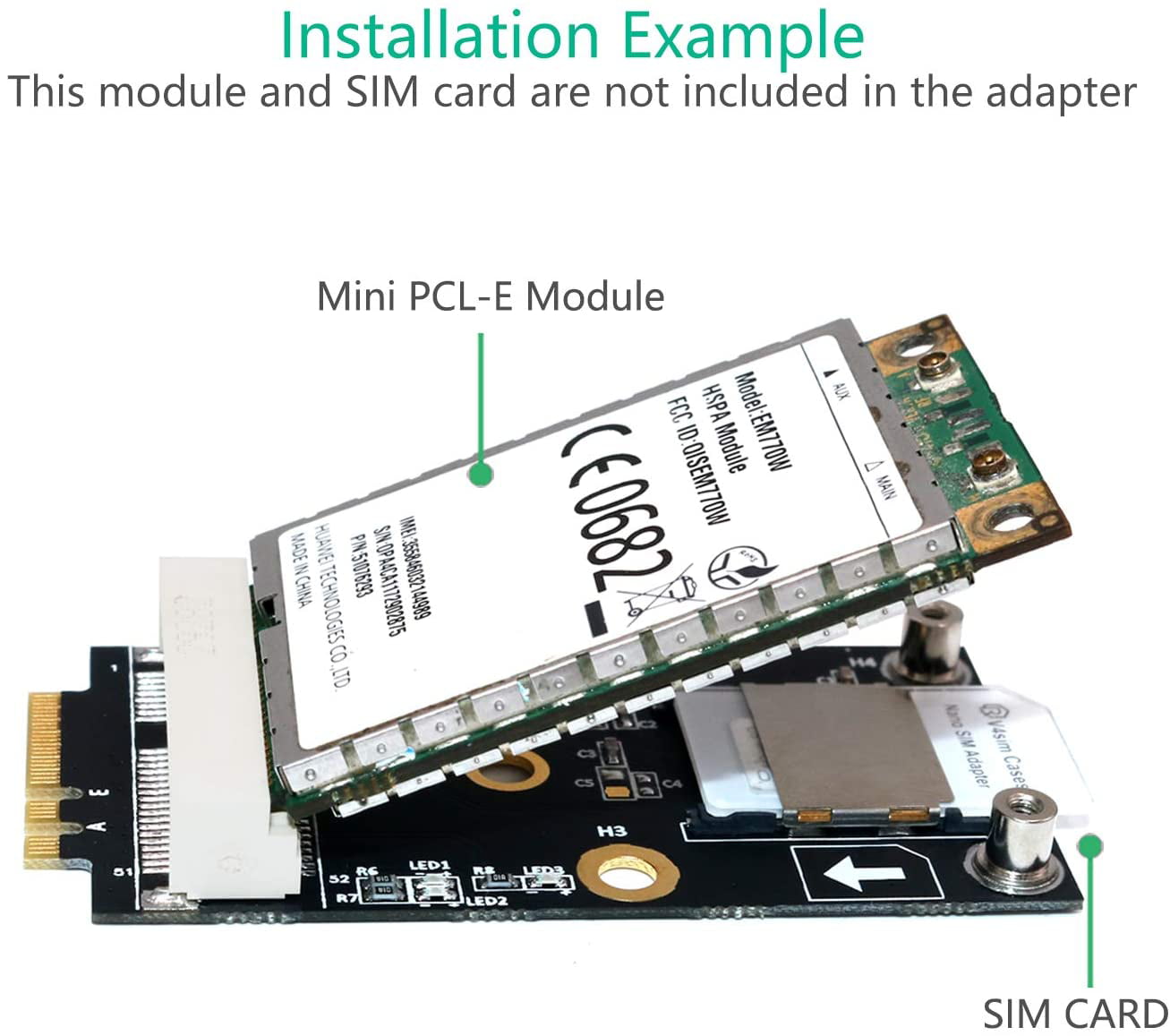 Timack M.2 NGFF Key B to Mini PCI-E Adapter for WWAN GPS Card CDMA,LTE NGFF M.2 to miniPCI-E mPCIE 