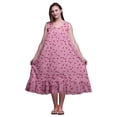 thumbnail image 1 of Bimba Rose Pâle3 Chemises de Nuit en Coton à Imprimé Artistique de Fleurs pour Femmes Robe Sans Manches Tenue de Nuit Robe Maxi Moyen, 1 of 6