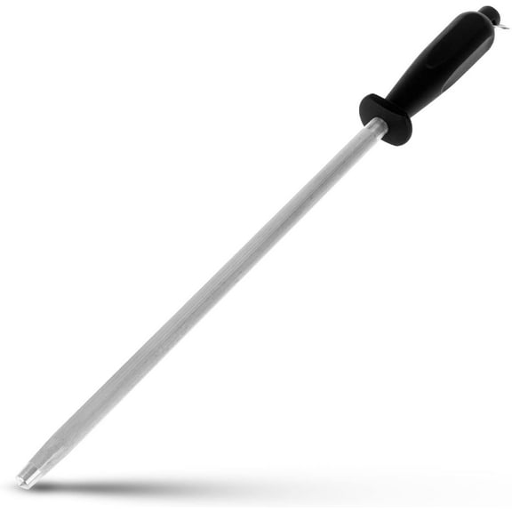 Professional Carbon Steel Black Knife Sharpening Steel, Black 12 Inch