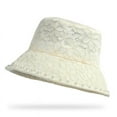 thumbnail image 4 of SikaFu Summer Hat Women Pearl Lace Breathable Bucket Fishing Cap Lady Wide Brim Sun Hat Female Fancy Packable Bucket Hat Panama, 4 of 6
