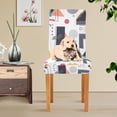 thumbnail image 4 of Yayeee 4 Pack Dining Chair Covers Stretch Parson Chairs Slipcovers Seat Protector, White Simple Shapes, 4 of 6