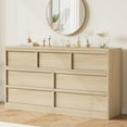 thumbnail image 2 of 7 Drawer Dresser for Bedroom, Modern Double Dresser Organizer with 7 Drawers Large Storage, Wooden Chest of Drawers for Bedroom, Living Room, Nursery - Natural, 2 of 7
