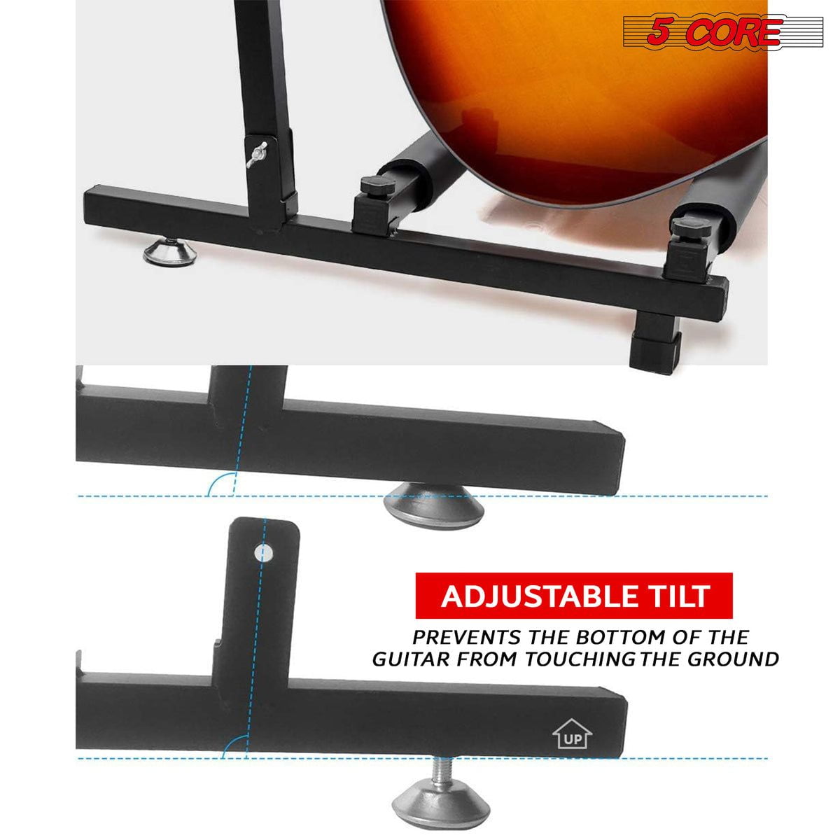 Guitar Rack 3 Slot Multi Guitar Stand Triple Display Floor Stand Safe Storage Foldable Portable for Electric Acoustic Flying V Guitars - GRack 3N1