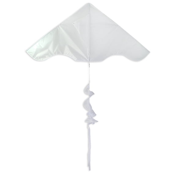 In the Breeze 3248 — White 55-inch Delta Kite With Twister Tail - Easy Flying Single Line Kite for All Ages