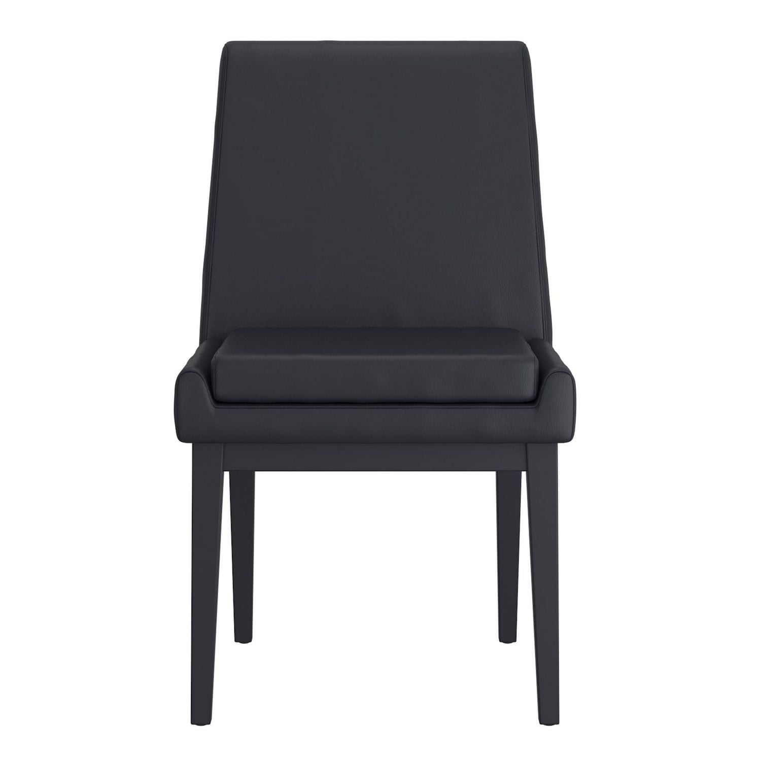 Contemporary Faux Leather and Metal Dining Chair, Set of 2 - Black