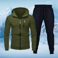 thumbnail image 2 of SGMVNU Men's Jogging Tracksuit Set Men's Zipper Hoodie Casual Hooded Sweatshirt Two Piece Suit Sport Comfort Suit Sets for Fall Winter(Army Green, XL), 2 of 4