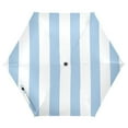 thumbnail image 6 of Light Blue-white Stripes All Weather Umbrella Triple Folding Parasol 6 Ribs UV Protection Portable, 6 of 8