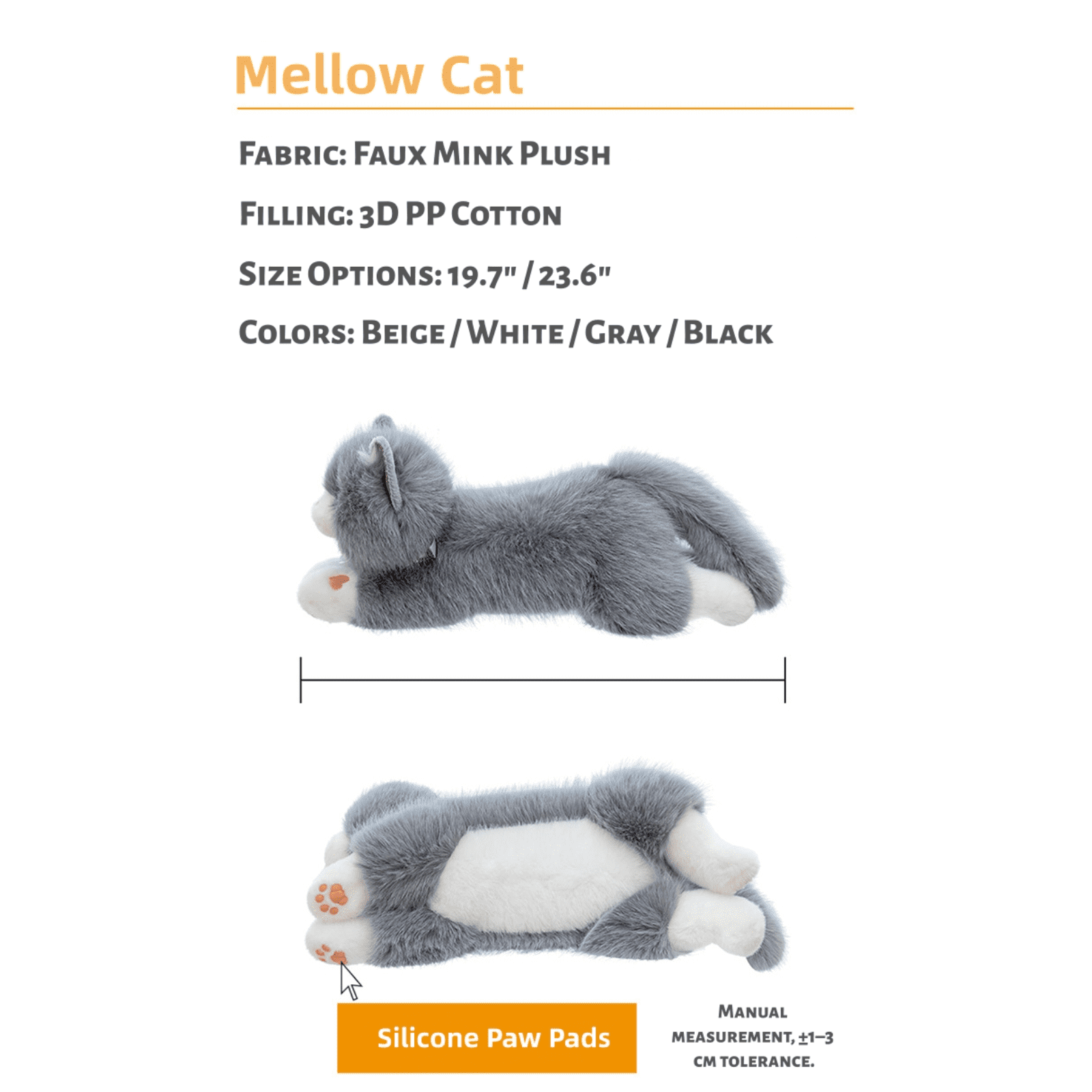 Sound Plush Cat, Weighted Lying Companion, Soft Decorative Accent for Sofa & Home Display