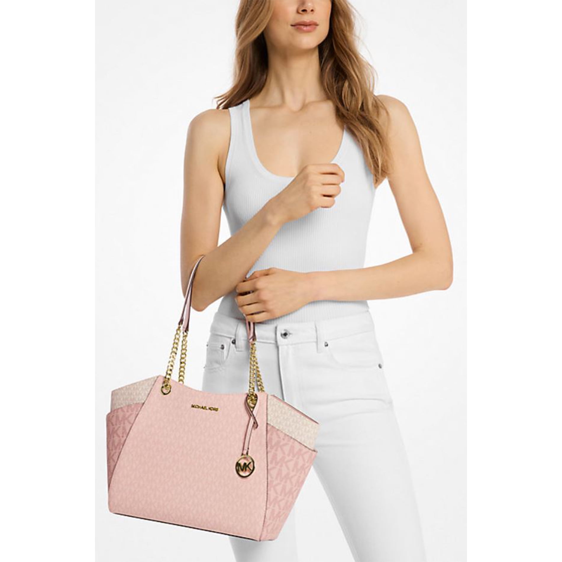 Michael Kors Jet Set Large Color-Block Signature Logo Tote Bag