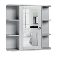 thumbnail image 3 of Ktaxon Wooden Bathroom Medicine Cabinet with Mirror Door & 8 Shelves, Wall Mounted Storage Organizer, Gray, 3 of 10
