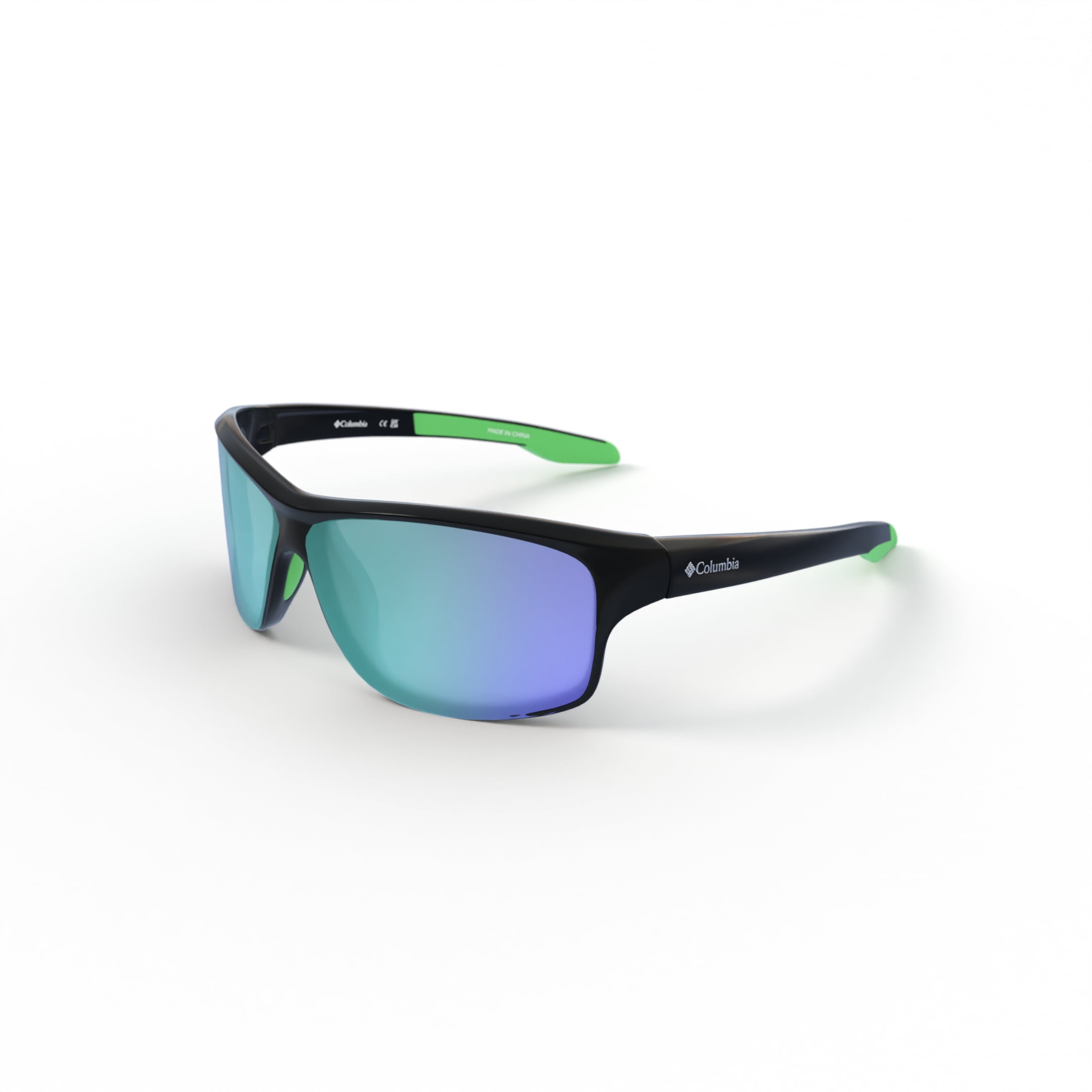 Columbia Burr C559SPG 007 Wrap Sunglasses Shiny Black Frame & Green Mirror Polarized Lens