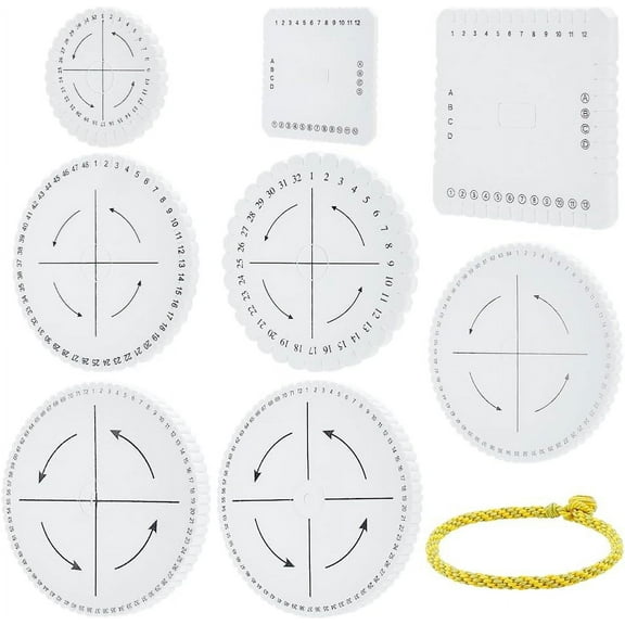 PH 8 Style Kumihimo Braiding Board Foam Bracelet Beading Cord Round Square Weaving Loom Disk for DIY Bracelet Jewelry Making Thread Wire Crafts Projects White