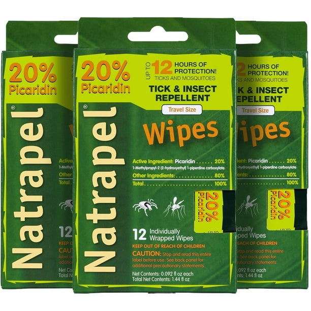 Natrapel Insect Repellent Wipes, 12 ct (Pack of 3)