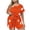 Orange, variant on Iyufng Women's Plus Size Halloween Print Pajama Sets Short Sleeve Pullover Top and Shorts 2 Piece Set for Home Wear