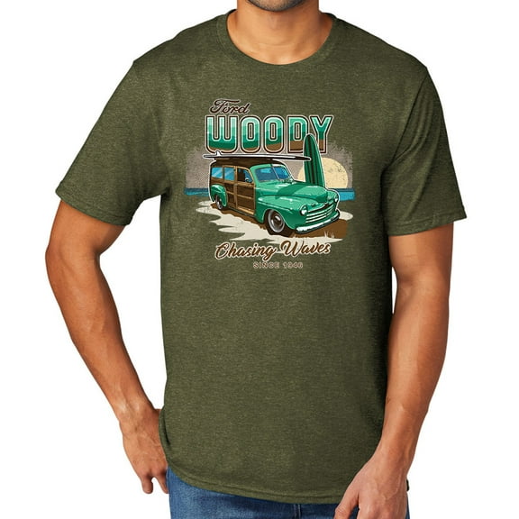 Woody Chasing Waves Men's TriBlend Tee Shirt, 3XL Military Green Heather
