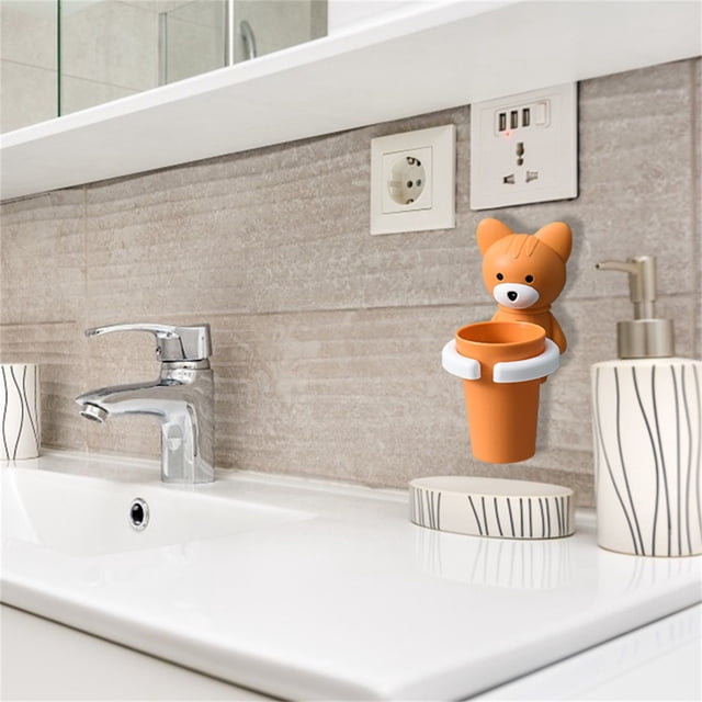 Cqxid Rack Under $5 And With Cup Orange Holder Drop Toothbrush Bathroom Products