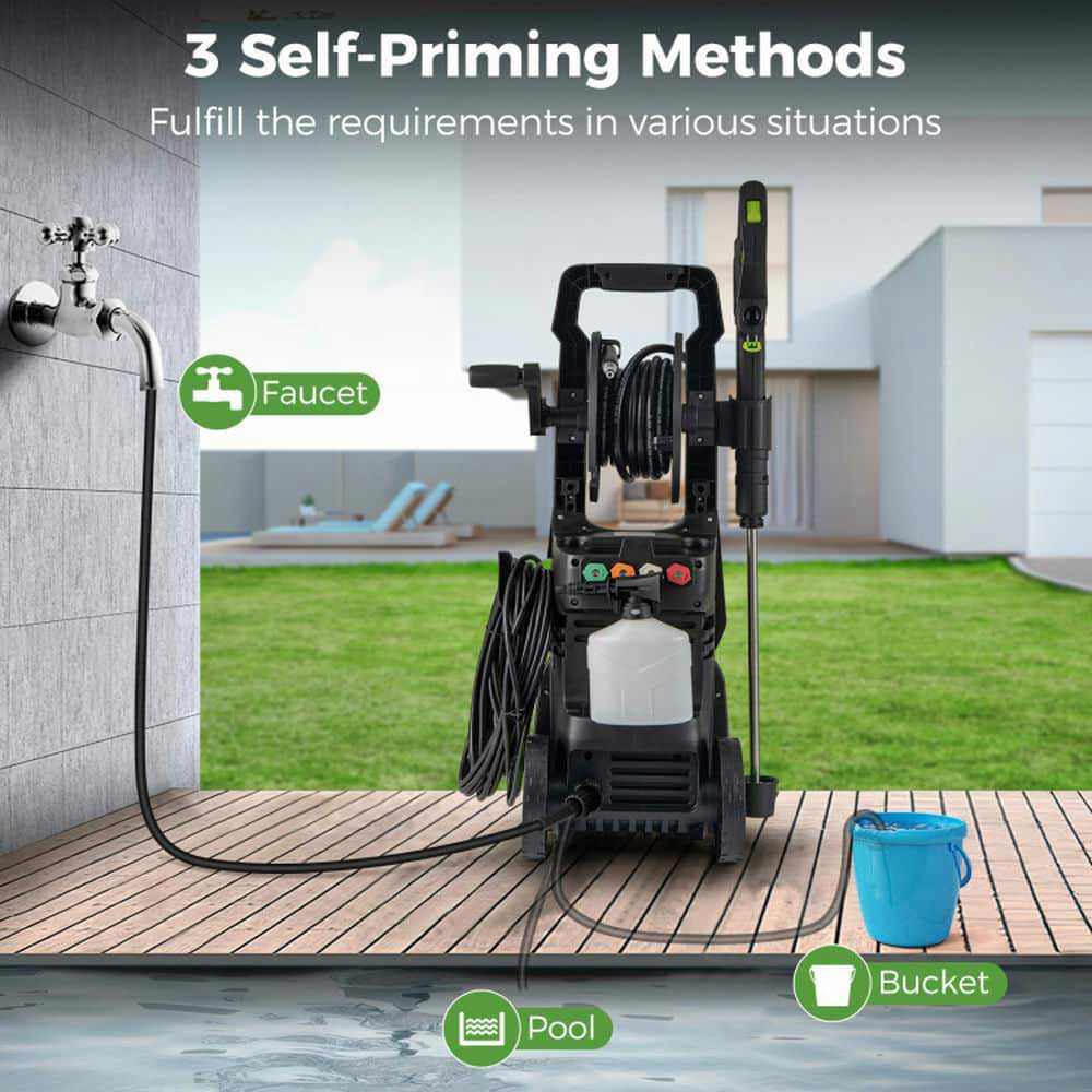 Spaco 2150 PSI 1.2GPM Electric Pressure Washer, Pressure Washer with 4 Quick Connect Nozzles and Foam Cannon, Green