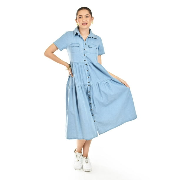 Vestido denim Roman Fashion /Juvenil 556 (Azul light) azul cielo CH