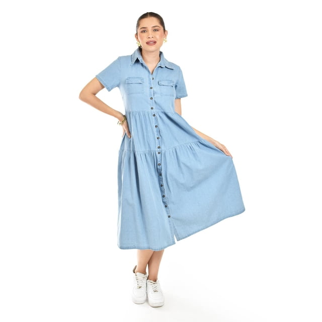 Vestido denim Roman Fashion /Juvenil 556 (Azul light) azul cielo EG