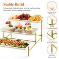 thumbnail image 4 of Lifewit 3 Tier Plastic Serving Tray for Party, 12" x 6.5" Serving Platter for Cookies, Dessert, Cupcake, Gold, 4 of 9