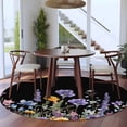 thumbnail image 4 of Spring Floral Large Area Rugs for Bedroom Living Room, Soft Non Slip Carpet Bedside Rug, Summer Botanical Elegant Black Round Floor Cover Kitchen Accent Rug 8' for Dining Room/Office, 4 of 9