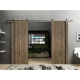 thumbnail image 3 of Sturdy Double Barn Door 72 x 80 inches with | Planum 0011 Walnut with Frosted Glass | Stainless Steel 13FT Rail Hangers Heavy Set | Solid Panel Interior Doors, 3 of 6