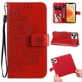 thumbnail image 1 of Allytech Wallet Case for iPhone 13 Pro (5G), Embossed Floral PU Leather Drop Proof Anti-Lost Detachable Hand Strap Flip Stand Magnetic Snap Card Slots Case for iPhone 13 Pro 6.1" 2021, Red, 1 of 5