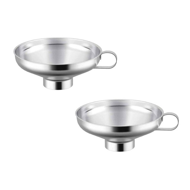 Oleegame 2PC Stainless Canning Funnel Lightweight Wide Mouth Jar Funnel With Handle Suitable For Wide Mouth And Conventional Jar Food Grade Metal Jam Kitchen Tools