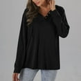 thumbnail image 3 of Lightweight Hoodies for Women Trendy Drawstring Buttons Hooded Pullover Sweatshirts Loose Casual Fall Tops (3XL, Black), 3 of 7