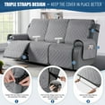 thumbnail image 5 of Timeles Waterproof Recliner Sofa Covers, Recliner Couch Covers with Leg Straps, Reversible Recliner Covers for 3 Seat Reclining Chair, Washable Sofa Protector for Pets Kids (Light Gray), 5 of 9