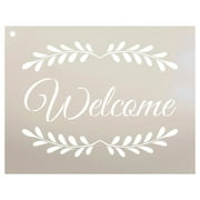 StudioR12 Welcome with Leaves Stencil for Home Decor, STCL1482, 12" x 9"