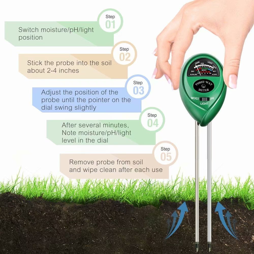 Soil pH Meter, 3in1 Soil Tester Kits with Moisture,Light and PH Test for Garden, Farm, Lawn Soil pH Meter, 3in1 Soil Tester Kits with Moisture,Light and PH Test for Garden, Farm, Lawn