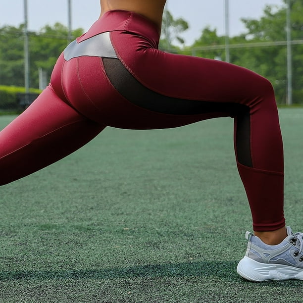 OmicGot High Waist Fitness Leggings Women for Legging Workout Women Mesh And PU Leather Patchwork Yoga Pants
