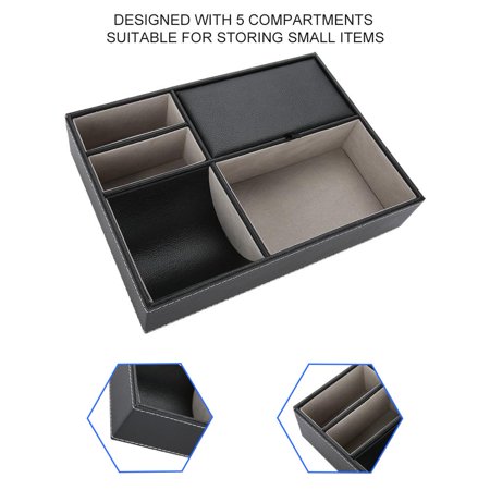 Qiilu Desktop Organizer Box Desktop Storage Box 5 Compartments