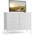 thumbnail image 6 of Yardi Yarda Six-Drawer Cabinet, Tall Dresser Fabric Storage Tower, Wooden Top for Indoor as Living Room, Bedroom, White, 6 of 9