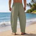 thumbnail image 6 of Men Loose Casual Drawstring Waist Pants, Trousers, Joggers With Pockets Elastic Waist Breathable Lightweight Quick Dry For Beach Hiking Workout Summer Daily Cotton Linen Blend, 6 of 7