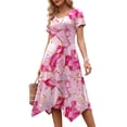 thumbnail image 4 of Fantaslook Plus Size Dresses for Women Floral Asymmetrical Hem Dress Summer Sundresses with Pockets, 4 of 9