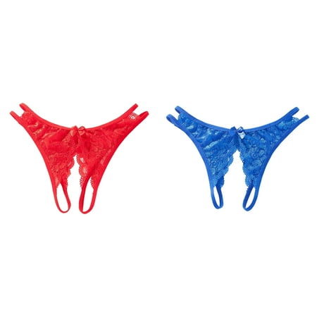 2-Pack Womens Transparent Lace Open File No Off Underwear Womens Thong Surprise Underwear Pack for Women Goofy Goober Underwear Womens Silk Bikini Panties Panties for Women Maternity Underwear