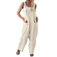 thumbnail image 1 of HBFAGFB Jumpsuit Womens Fashion Comfortable Shoulder Strap Loose Rompers with Pockets Beige Size XL, 1 of 6
