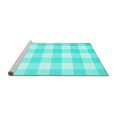 thumbnail image 2 of Ahgly Company Machine Washable Indoor Round Checkered Turquoise Blue Modern Area Rugs, 5' Round, 2 of 4