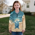 thumbnail image 5 of COEQINE Girls Quarter Zip Sweatshirt Pullover, Loose Fit Long Sleeve Fall Tops with Collar, Soft Polyester Fashion Top for Ages 5-6 Machine Washable, Sea Turtle Beach, 5 of 7