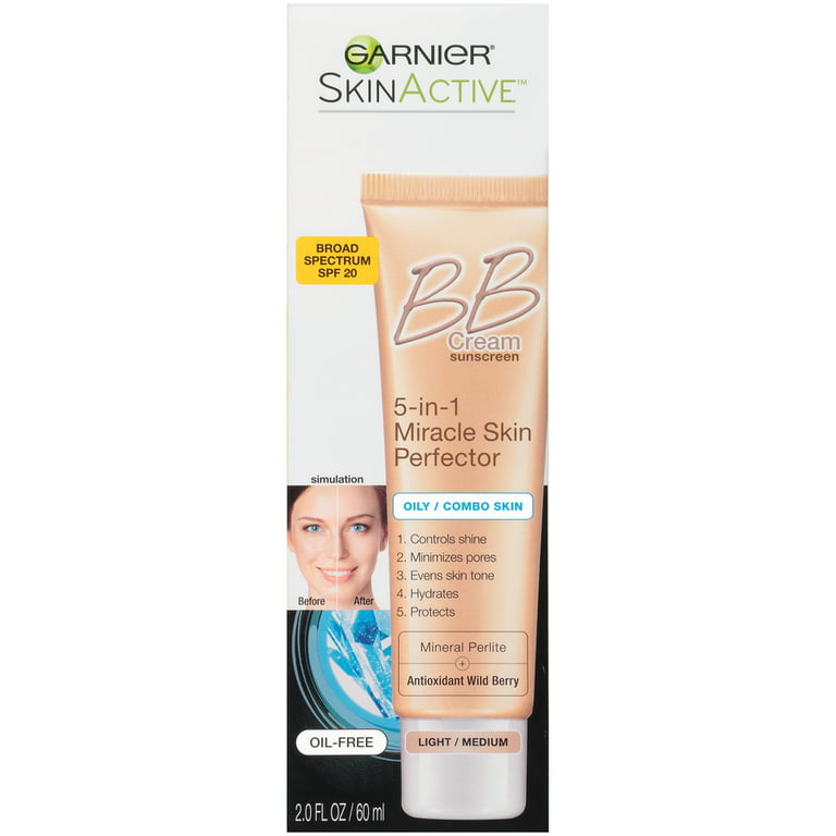 Garnier SkinActive Oil-Free Face Moisturizer BB Cream, SPF 20, Light/Medium, oz - Walmart.com