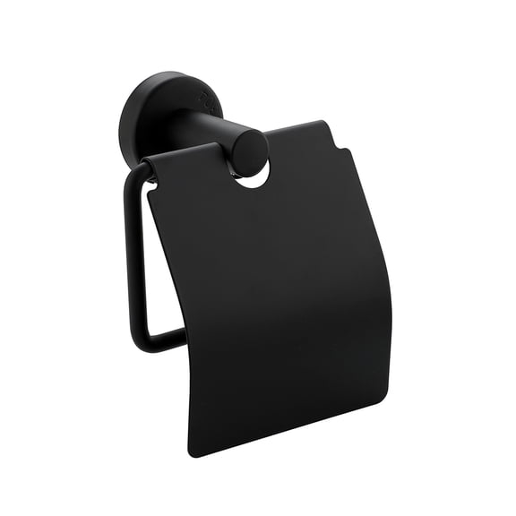 Toilet Paper Holder Matte Black with Waterproof Cover Tissue Roll Holder for Bathroom Organization and Storage Single Post/Hook Toilet Tissue Holder Wall Mounted