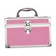 thumbnail image 3 of Bolsa de maquillaje portátil con espejo, estuche de maquillaje con bandeja, organizador de caja de maquillaje para mujer, tocador, accesorios de viaje rosa, 3 of 10
