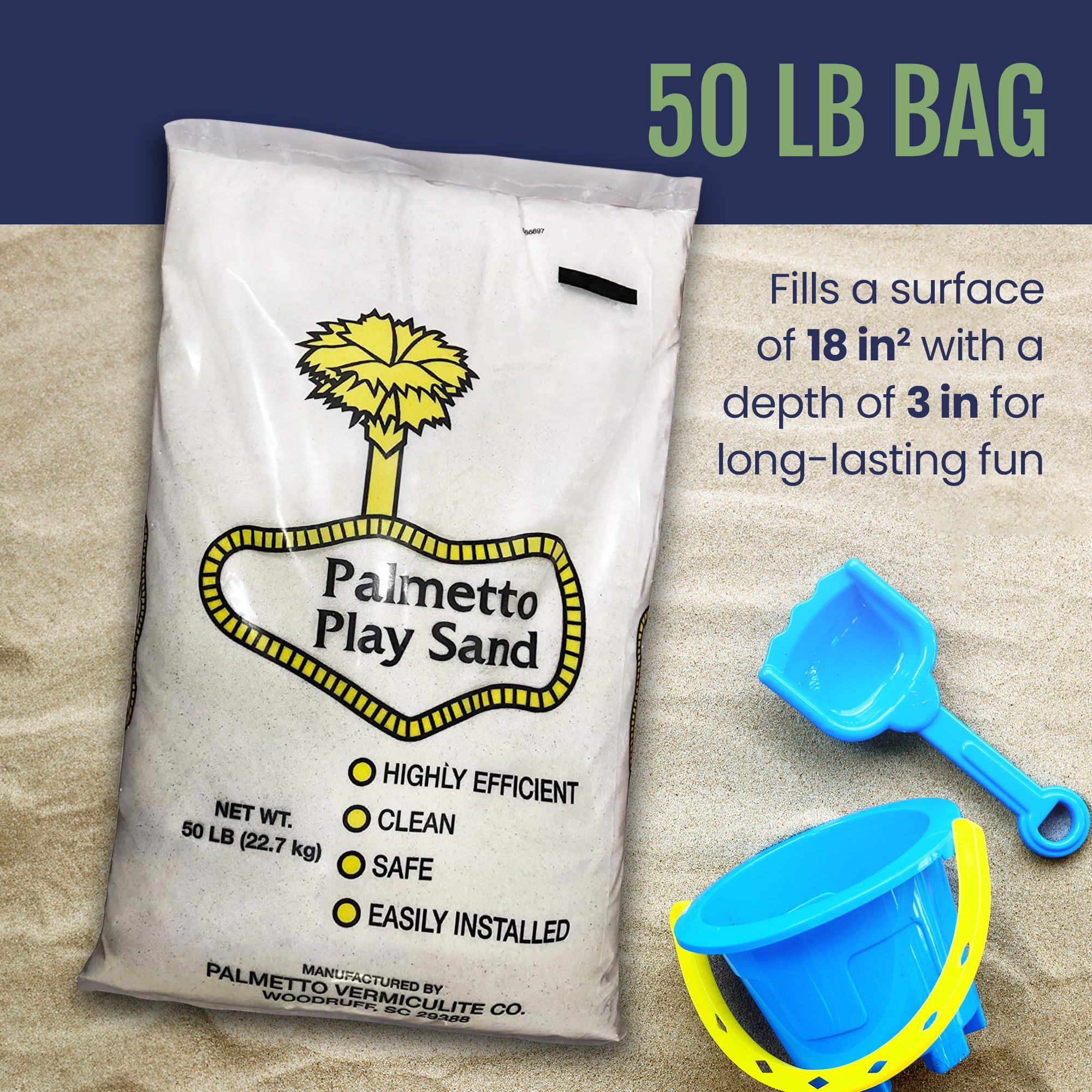 Palmetto Natural & Fine Play Sand for Sandbox, Sensory Bin, and Water Table, 50 lb Bag