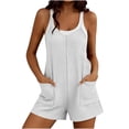 thumbnail image 2 of Costeam Womens Waffle Knit Short Romper Jumpsuit Sleeveless Spaghetti Strap Shorts Overalls with Pockets Casual Loose Fit Summer Loungewear Outfits, 2 of 9